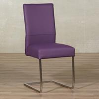 ShopX Leren eetkamerstoel remix paars, paars leer, paarse keukenstoelen