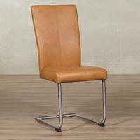 ShopX Leren eetkamerstoel dry bruin, bruin leer, bruine keukenstoelen