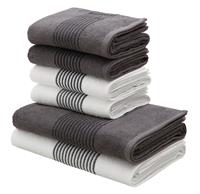 Bruno Banani Handtuch Set Jassen, Set, 6 tlg., Walkfrottee, mit gestreifter Bordüre