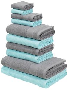 my home Handtuch Set "Afri", Set, 10 tlg., Walkfrottee, 100% Baumwolle, weich, mit Bordüre, Handtuchset mit tollen Farbkombinationen