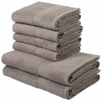 my home Handtuch Set "Juna", Set, 6 tlg., Walkfrottee, Handtuch Set, Bordüre, Handtücher in Uni-Farben, 100% Baumwolle