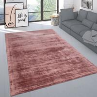 PACO HOME Teppich Wohnzimmer Kurzflor Modern Einfarbig Schlichtes Muster Handgefertigt Rosa 80x150 cm