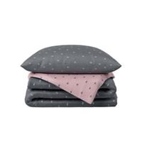 Hibboux Bettwäsche-Set Drops Baby Duvet Cover Set rosa/grau Gr. 100 x 135 + 40 x 60