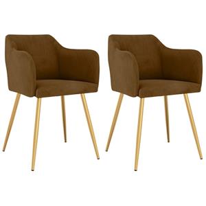 vidaXL Eetkamerstoelen 2 st fluweel bruin
