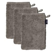 Joop! Waschlappen, 3er Pack - Waschhandschuh, Doubleface,16x22cm, Walkfrottier Waschlappen braun