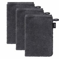 Joop! Waschlappen, 3er Pack - Waschhandschuh, Doubleface,16x22cm, Walkfrottier Waschlappen grau