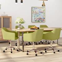vidaXL Eetkamerstoelen draaibaar 6 st stof groen