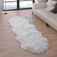 PACO HOME Kunstfell Fellteppich Imitat Sitzkissen Herfzorm Rund Verschiedene Formen, Weiß 55x160 cm Fell-Form