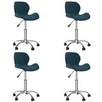 vidaXL Eetkamerstoelen draaibaar 4 st fluweel blauw