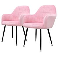 ECD Germany Set Van 2 Eetkamerstoelen, Roze, Met Rugleuning En Armleuningen