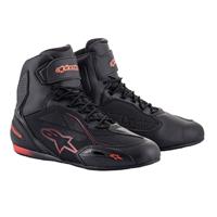 Alpinestars Faster-3 Drystar, Motorschoenen, Zwart-Rood Fluo