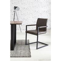 SALESFEVER Esszimmerstuhl 2er Set dunkelbraun Kunstleder-Optik, 100% Polyurethan, schwarz lackiertes Gestell
