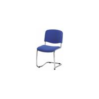 Sledestoel, stapelbaar, rugleuning met bekleding, stoelframe verchroomd, bekleding koningsblauw, VE = 2 stuks