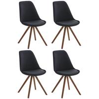 CLP Set van 4 Eetkamerstoelen Pegleg Walnoot Rond Frame Stof