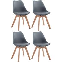 CLP Set van 4 eetkamerstoelen Borneo V2 Natura (Eik) Frame Kunstleer