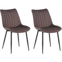 CLP 2er Set Stühle Rahden Samt-braun