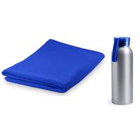 Yoga Wellness Microvezel Handdoek En Waterfles Blauw porthanddoeken