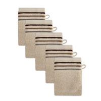 Schiesser Frottier-Set Skyline Color, 5x Waschhandschuh beige Gr. 16 x 22