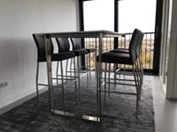 ShopX Leren barstoel revolt hoog, grijs leer, grijze barkruk