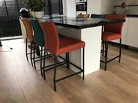 ShopX Leren barstoel revolt laag, blauwrood leer, blauwerode barkruk