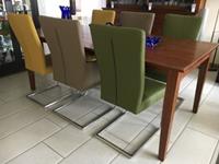 ShopX Leren eetkamerstoel dare, bruingeelgroen leer, bruinegelegroene keukenstoelen
