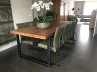 ShopX Leren eetkamerstoel mate, groen leer, groene keukenstoelen
