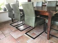 ShopX Leren eetkamerstoel remix, groen leer, groene keukenstoelen