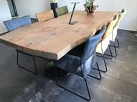 ShopX Leren eetkamerstoel met armleuning mate, blauwbruingroen leer, blauwebruinegroene keukenstoelen