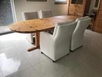 ShopX Leren eetkamerfauteuil sharp, wit leer, witte keukenstoelen