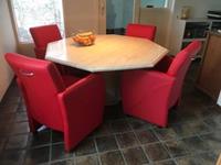 ShopX Leren eetkamerfauteuil pleasure, rood leer, rode keukenstoelen
