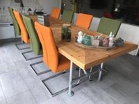 ShopX Leren eetkamerstoel dry, groenoranje leer, groeneoranje keukenstoelen
