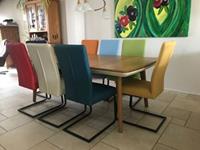 ShopX Leren eetkamerstoel dare, blauwgeelgroenoranjeroodturquoisewit leer, blauwegelegroeneoranjerodeturquoisewitte keukenstoelen