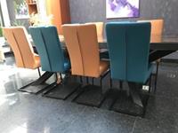 ShopX Leren eetkamerstoel dare, blauwbruin leer, blauwebruine keukenstoelen