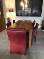 ShopX Leren eetkamerstoel desire en sharp, rood leer, rode keukenstoelen