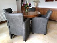 ShopX Leren eetkamerfauteuil elegant, grijs leer, grijze keukenstoelen