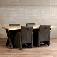ShopX Leren eetkamerfauteuil pleasure, grijs leer, grijze keukenstoelen