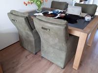ShopX Leren eetkamerfauteuil sharp, groen leer, groene keukenstoelen