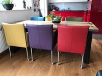 ShopX Leren eetkamerstoel more, geelgroenoranjepaarsroodturquoise leer, gelegroeneoranjepaarserodeturquoise keukenstoelen
