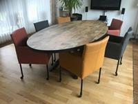 ShopX Leren eetkamerstoel desire, bruingeelgrijs leer, bruinegelegrijze keukenstoelen