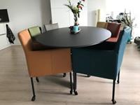 ShopX Leren eetkamerstoel desire, bruingeelgrijsgroenturquoise leer, bruinegelegroeneturquoise keukenstoelen