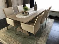 ShopX Leren eetkamerstoel royal met armleuning, crème leer, crème keukenstoelen