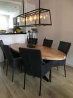 ShopX Leren eetkamerstoel daily met armleuning, zwart leer, zwarte keukenstoelen