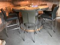 ShopX Leren barstoel revolt hoog, groen leer, groene barkruk