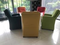 ShopX Leren eetkamerfauteuil sharp, blauwgeelgroenoranjerood leer, blauwegelegroeneoranjerode keukenstoelen
