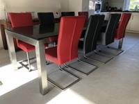 ShopX Leren eetkamerstoel dry, roodzwart leer, rodezwarte keukenstoelen