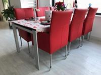 ShopX Leren eetkamerstoel spark, rood leer, rode keukenstoelen