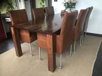 ShopX Leren eetkamerstoel spark, bruin leer, bruine keukenstoelen
