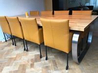 ShopX Leren eetkamerstoel desire, geel leer, gele keukenstoelen