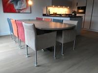 ShopX Leren eetkamerstoel desire, blauwbruinoranjerood leer, blauwebruineoranjerode keukenstoelen