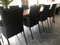 ShopX Leren eetkamerstoel royal met armleuning, zwart leer, zwarte keukenstoelen
